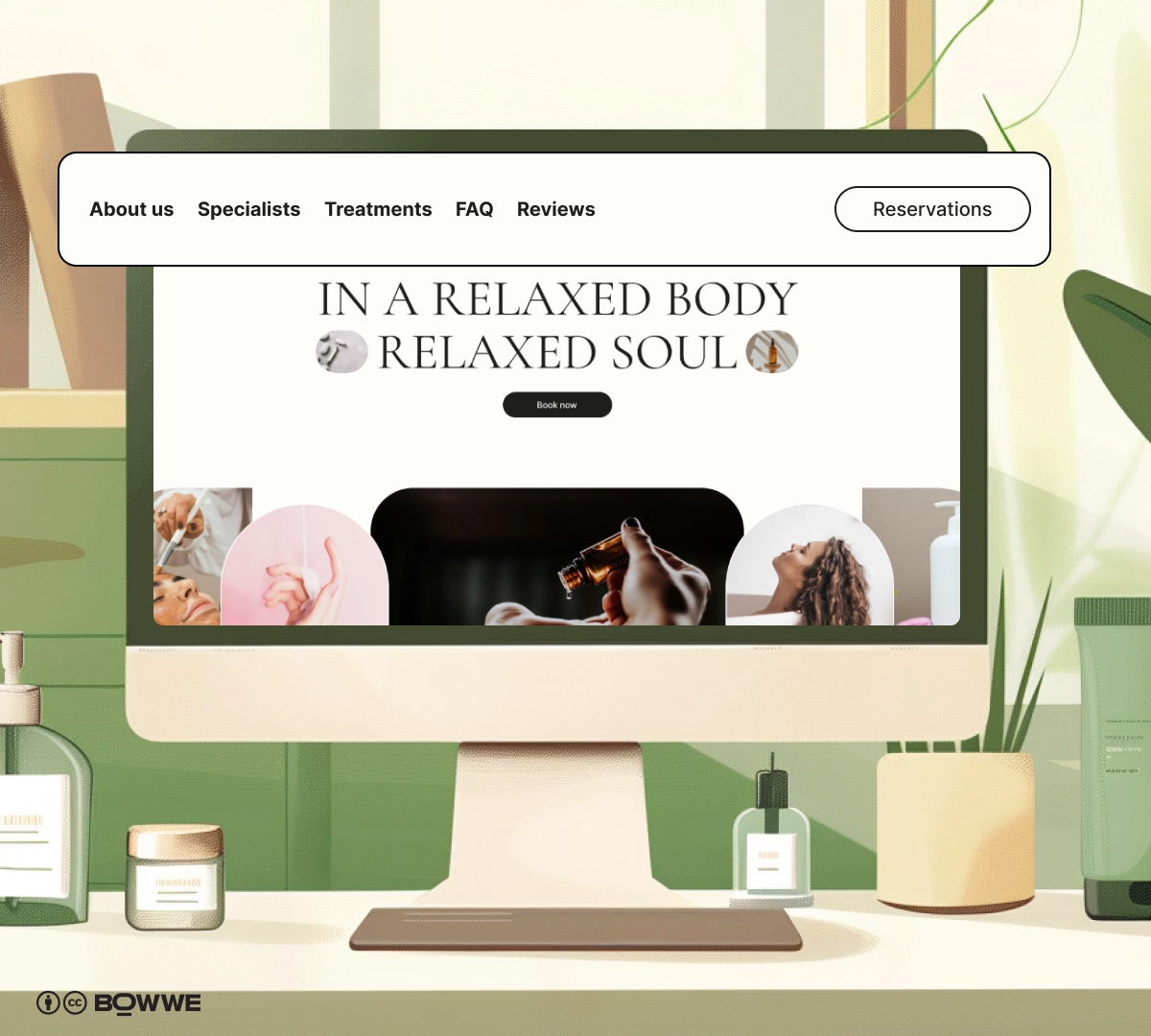 monitor with SPA website template with menu