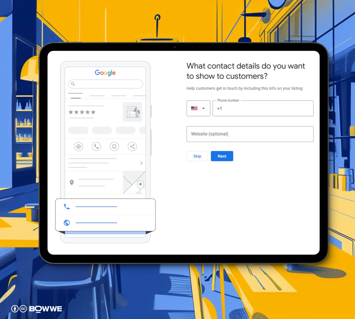 Screen from Google Business setup for restaurant with editing of Business phone number