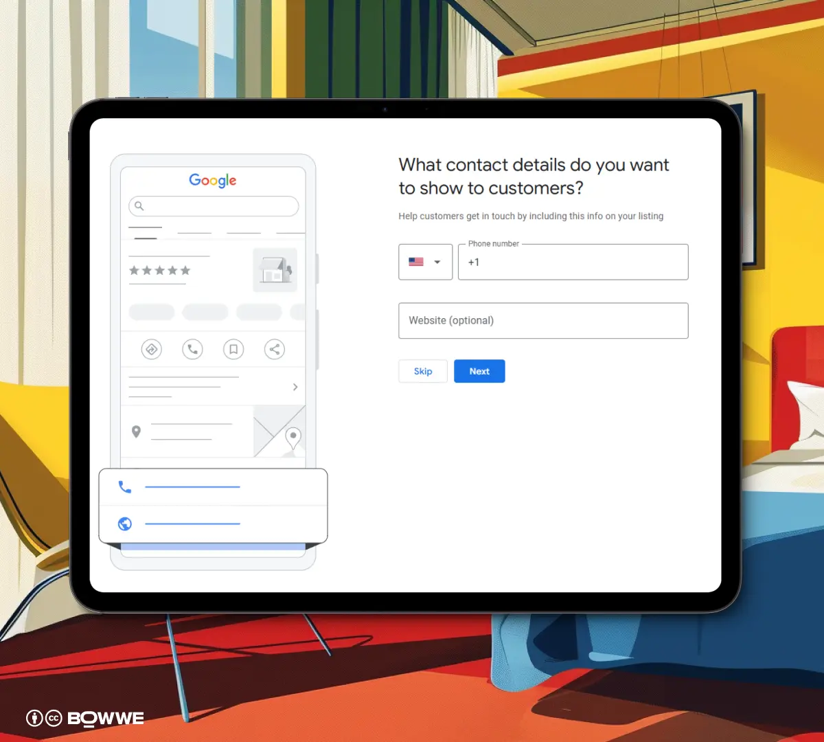Schermata di configurazione di Google Business per hotel con modifica del numero di telefono aziendale