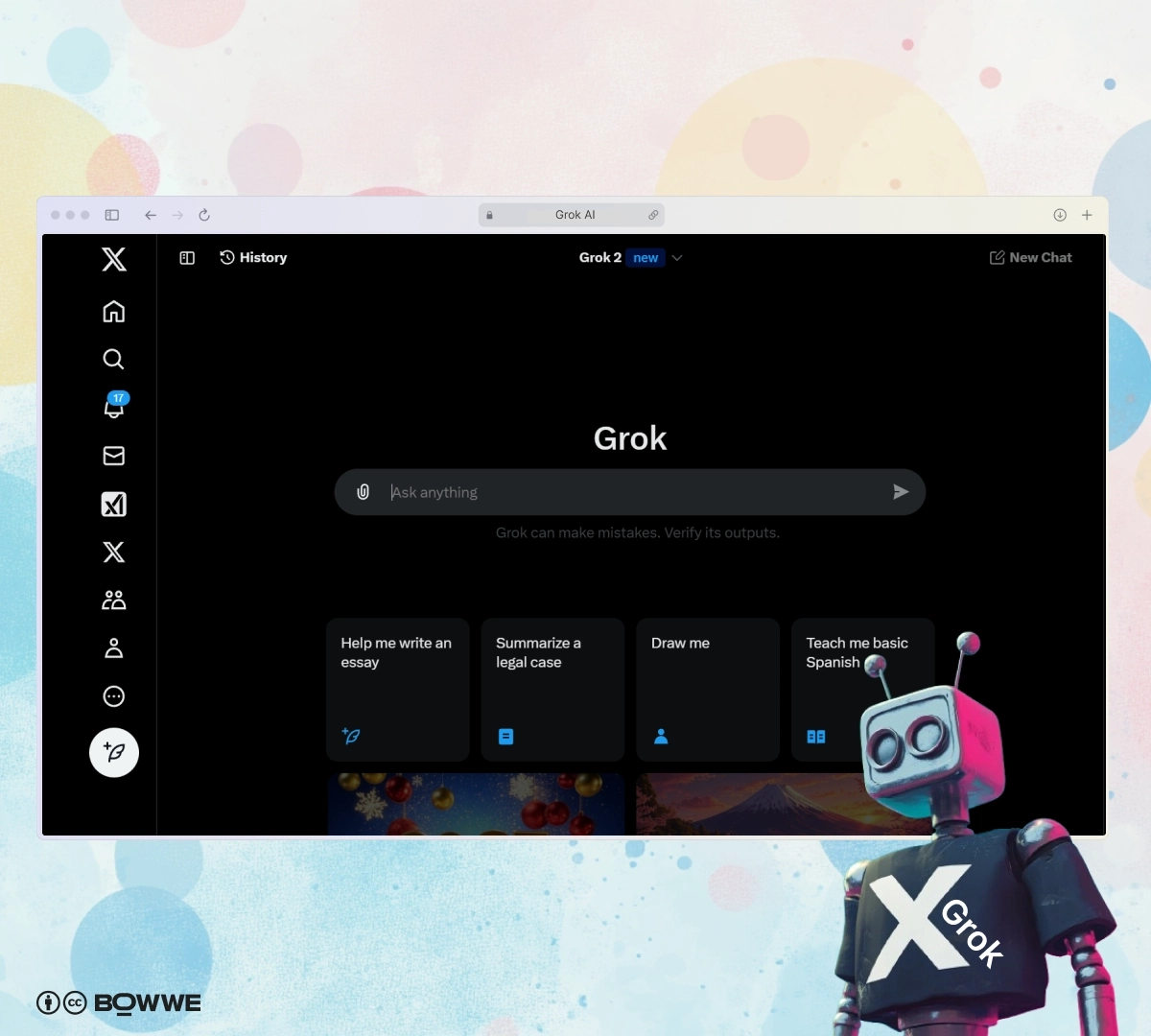 Screenshot of main dashboard from Grok on X