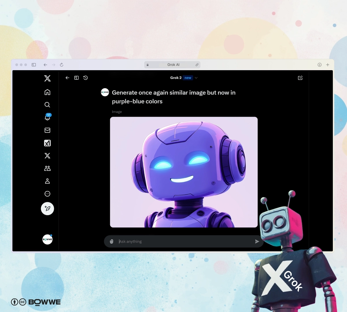 Screenshot of regenerating created image in Grok