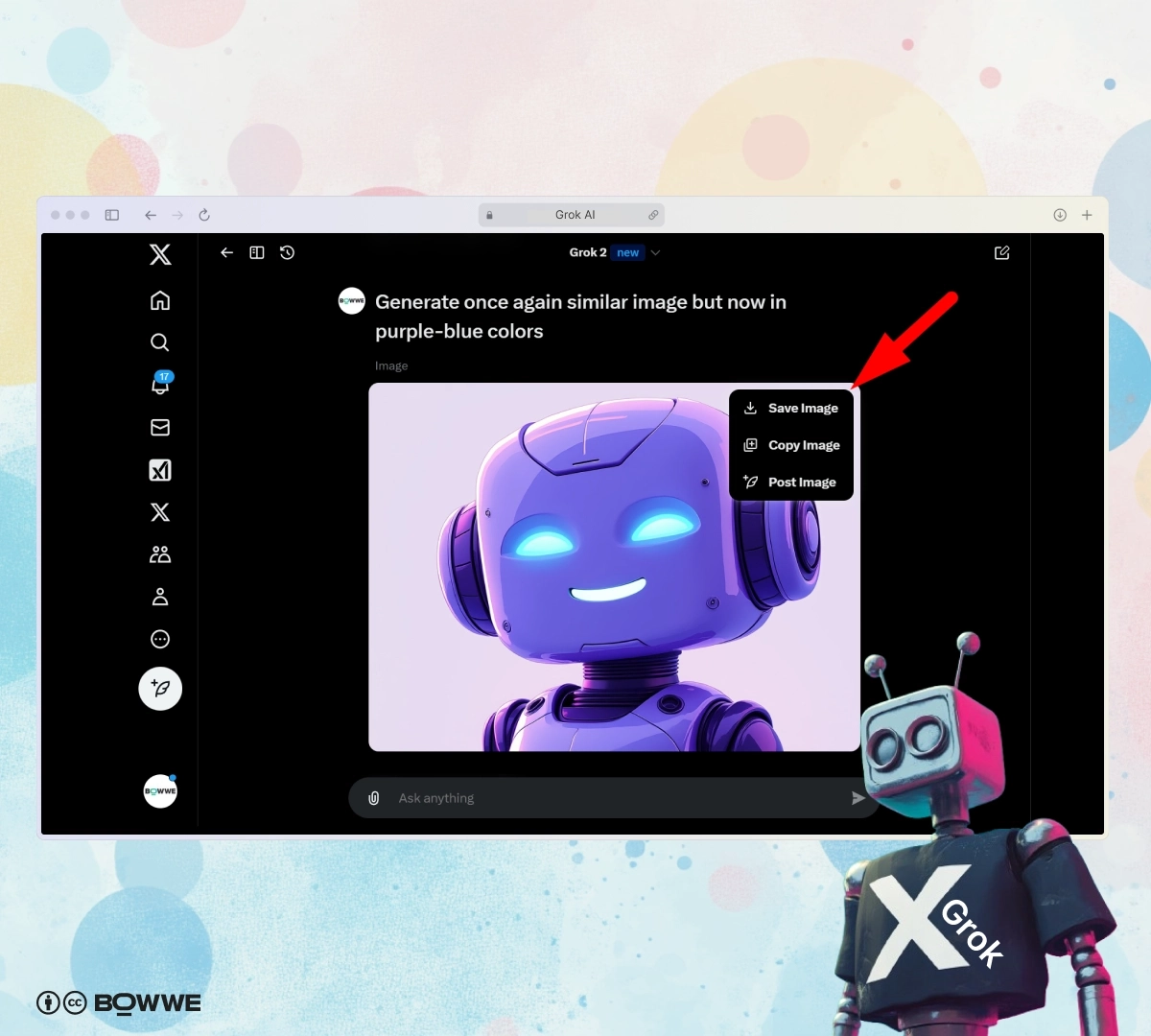 Screenshot of setting for generated image in Grok