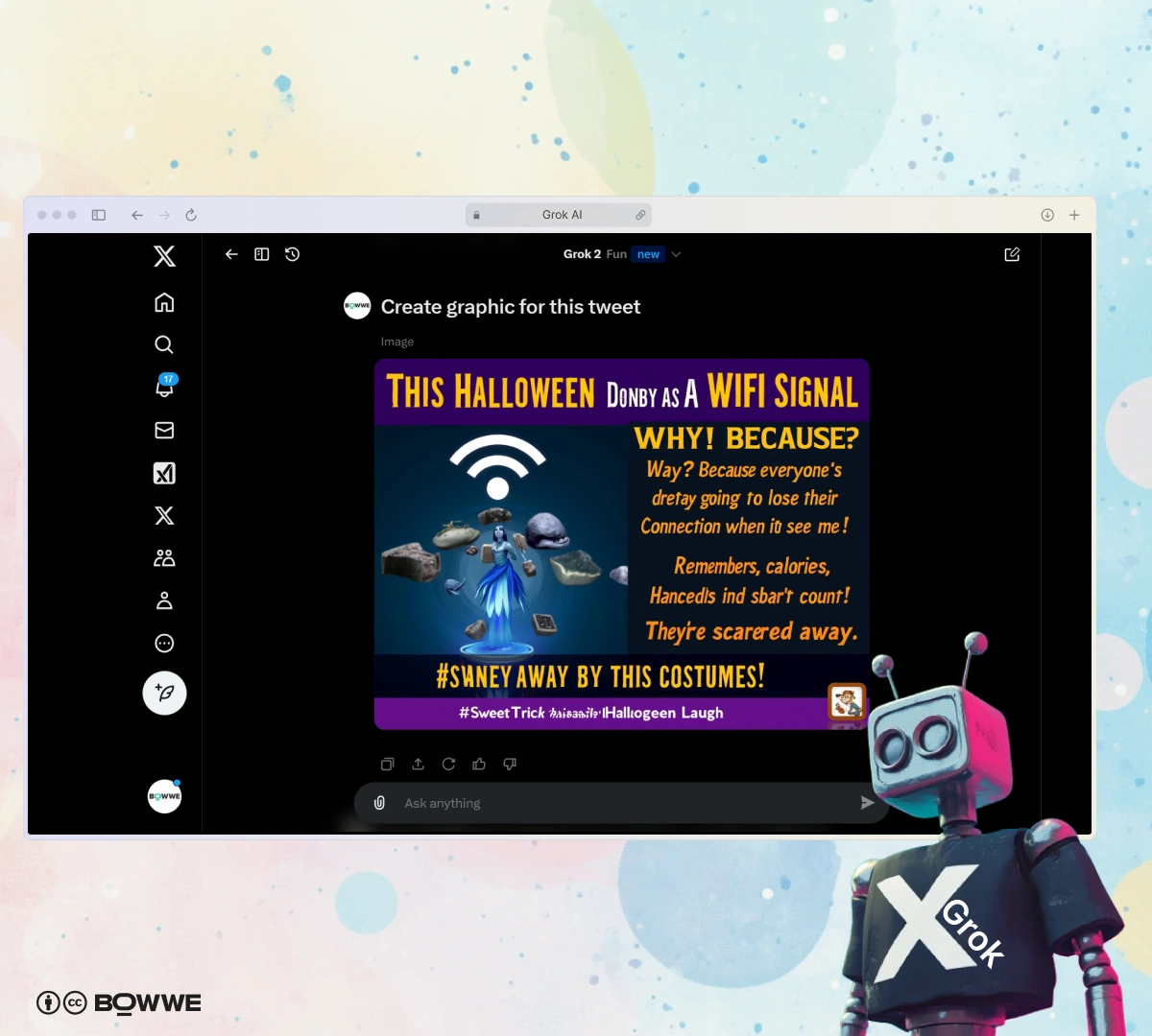 Screenshot of graphic creation in Fun mode on Grok