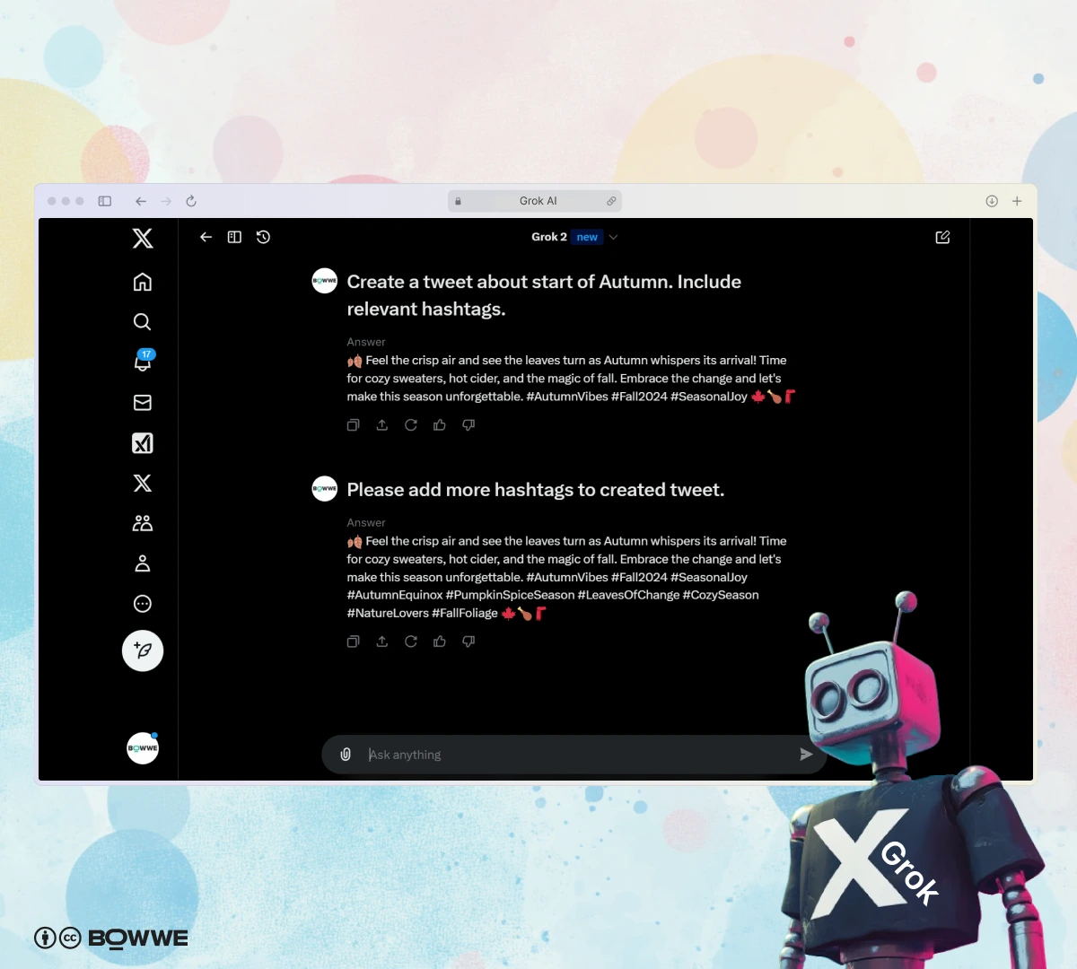 Screenshot of tweet creation in Grok