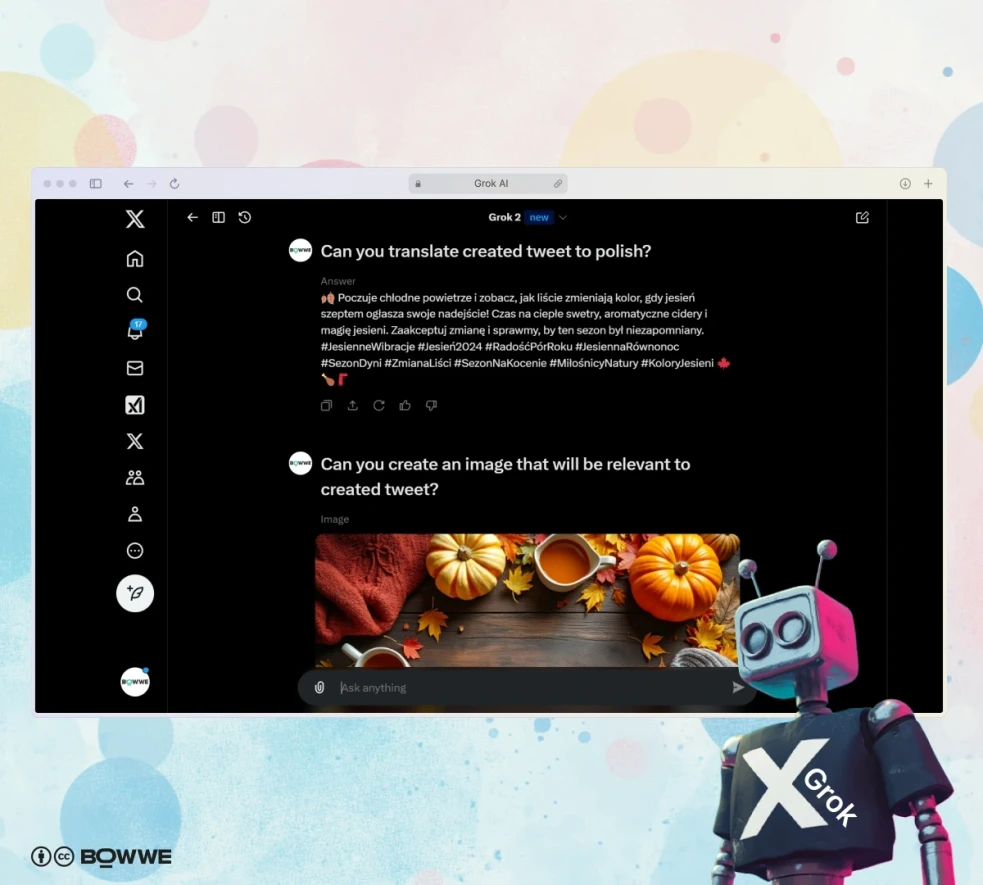 Screenshot of image creation for tweet in Grok