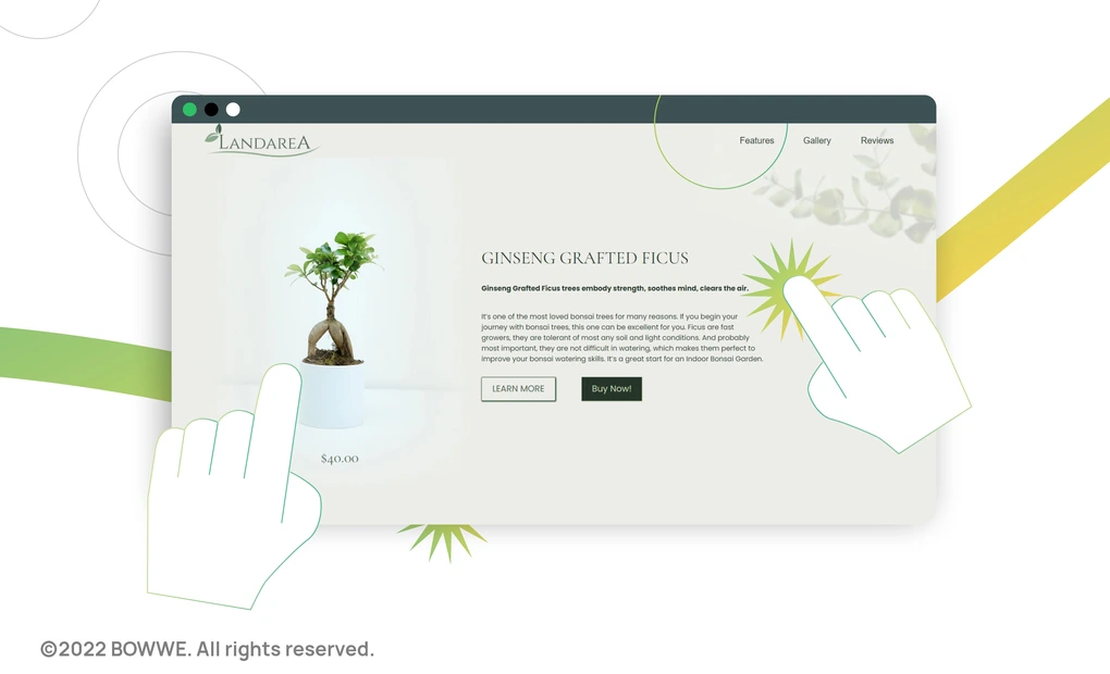 Grafika z szablonem landing page po kliknięciu
