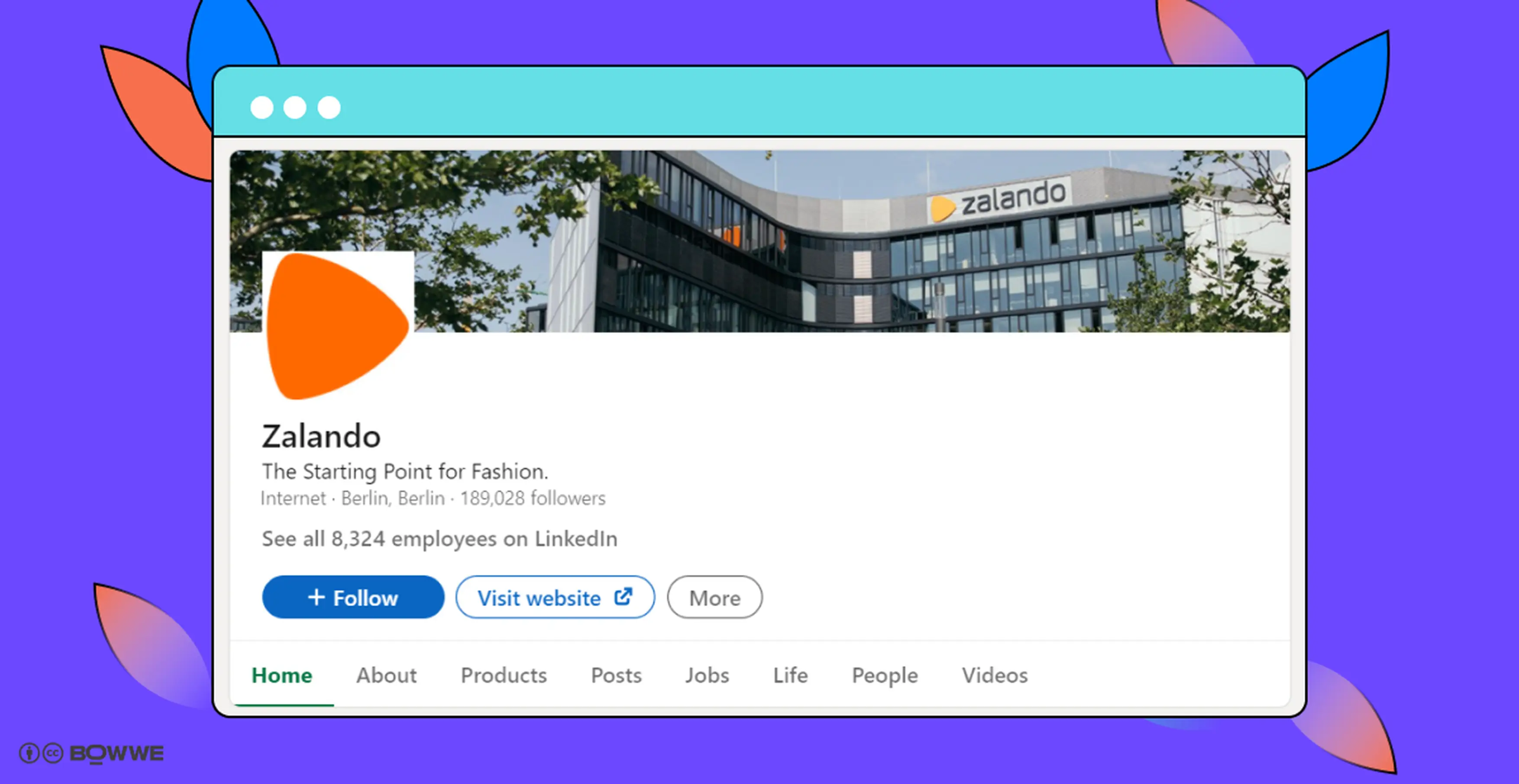 Zalando's profile on LinkedIn