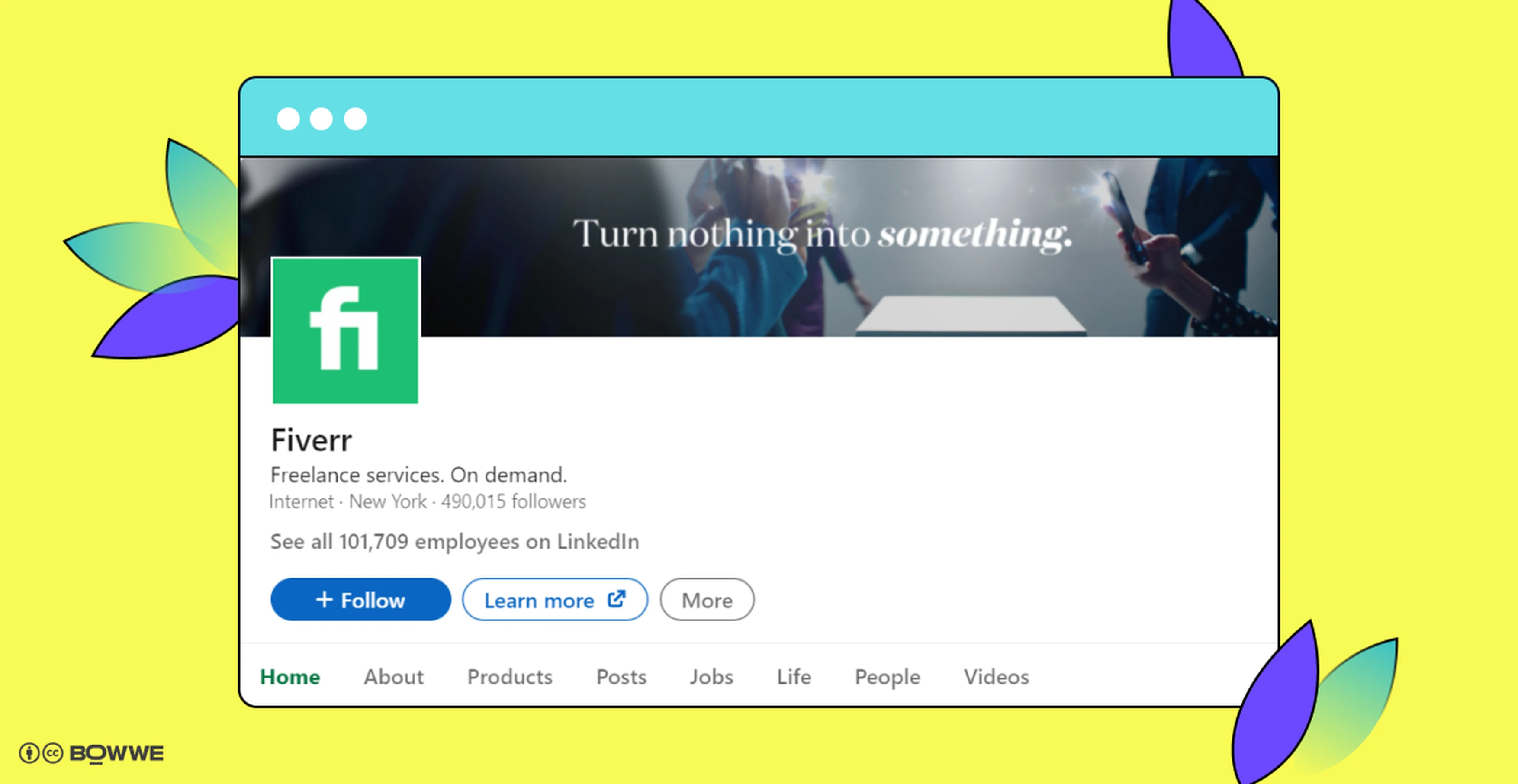 Fiverr profile on LinkedIn