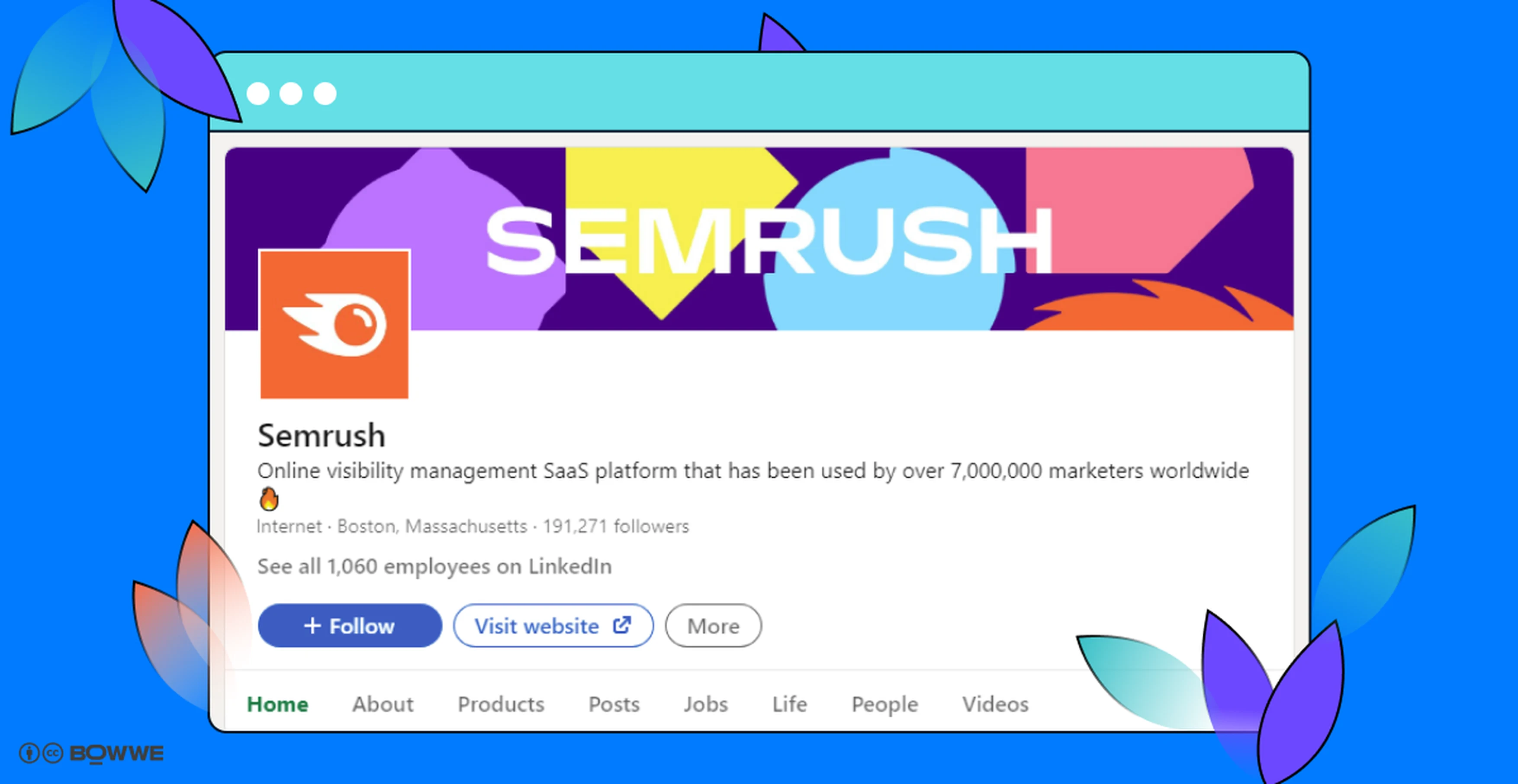 The Semrush profile on LinkedIn