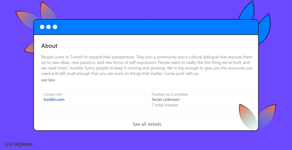 Tumblr profile on Linkedln
