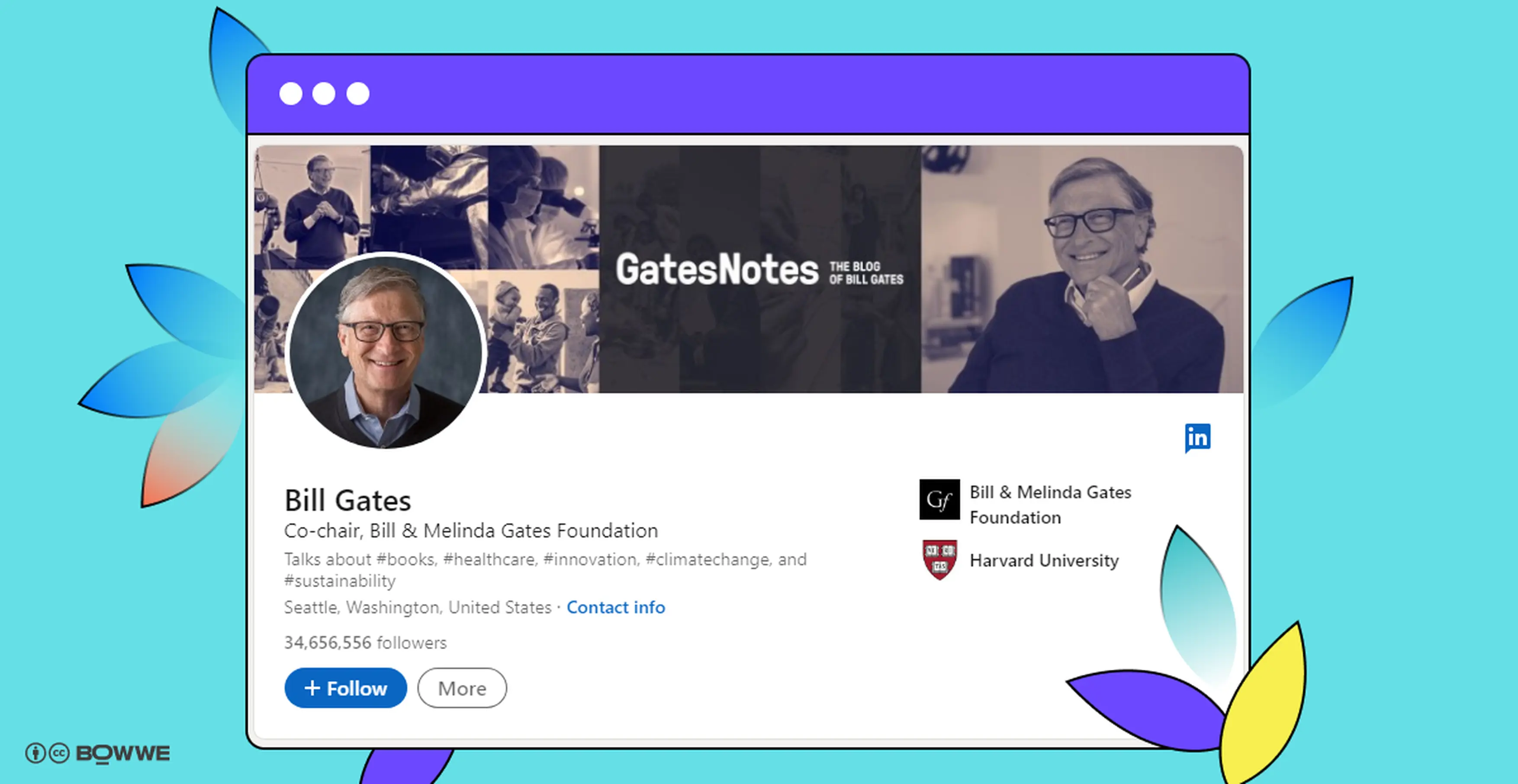 Bill Gates' profile on LinkedIn
