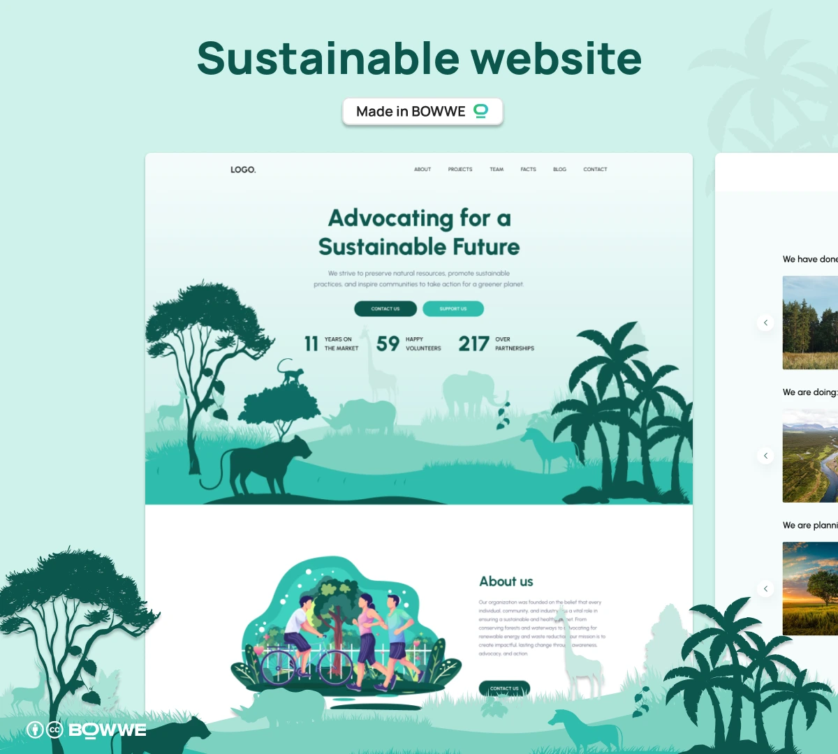 Esempio di modello per sito web sostenibile di BOWWE