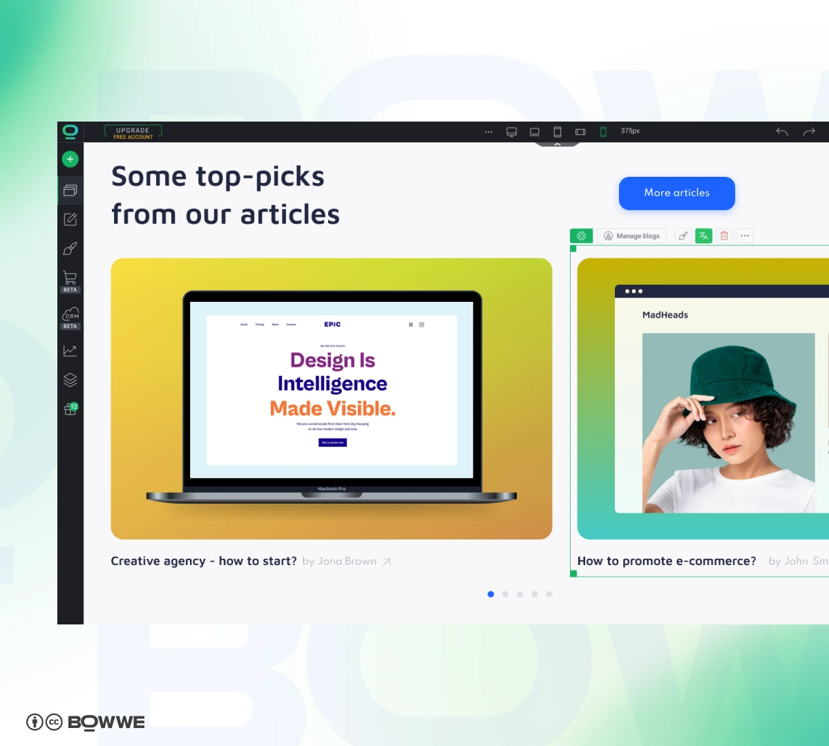 Создание блога на сайте маркетингового агентства в BOWWE Website Builder