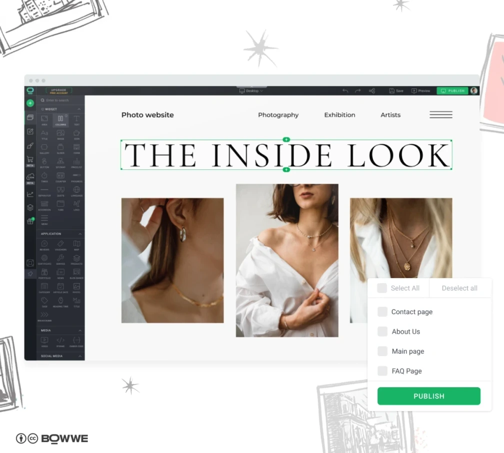 Creación de sitio web de fotografía en BOWWE Website Builder