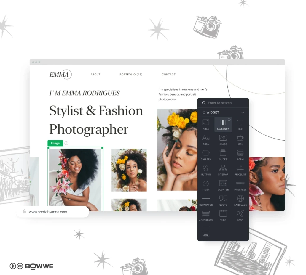 Creador de sitios web de fotografía BOWWE
