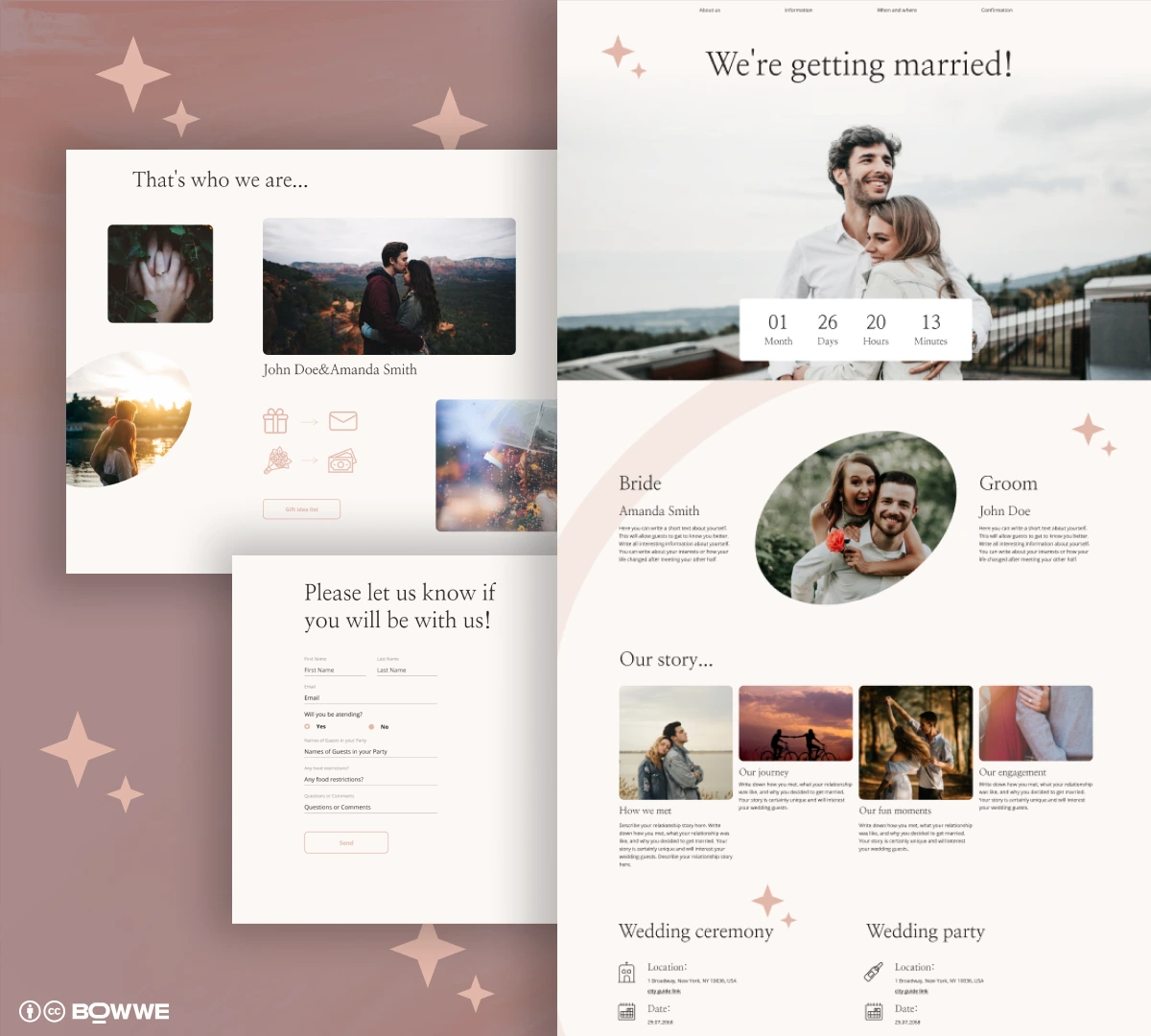 Modello di matrimonio da favola BOWWE Website Builder