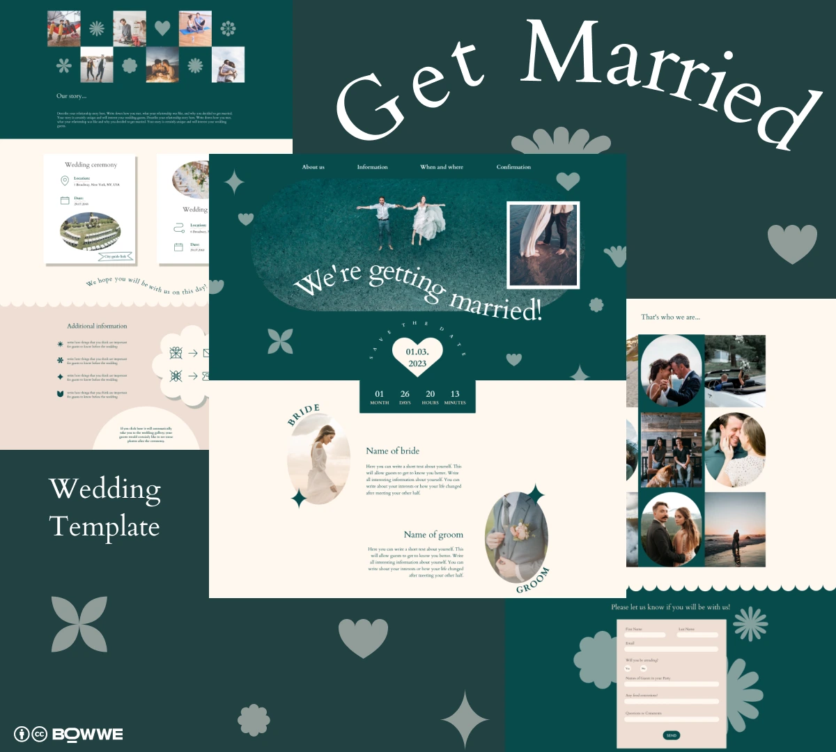 Modello di sito web per matrimoni moderno di BOWWE Website Builder