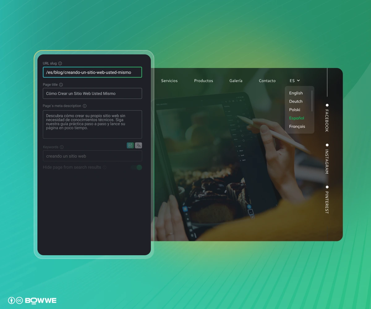Page settings in BOWWE AI Multi Lingual Builder