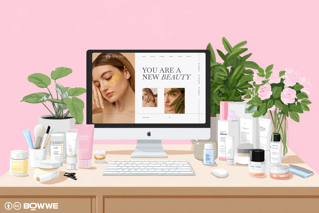 تم إنشاء جهاز كمبيوتر مع صالون تجميل في BOWWE Website Builder