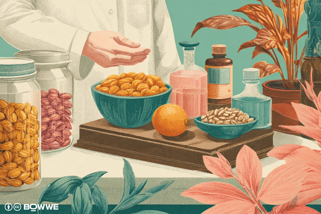 Close up of a dietitian standing behind a table with food ingredients during a workshop