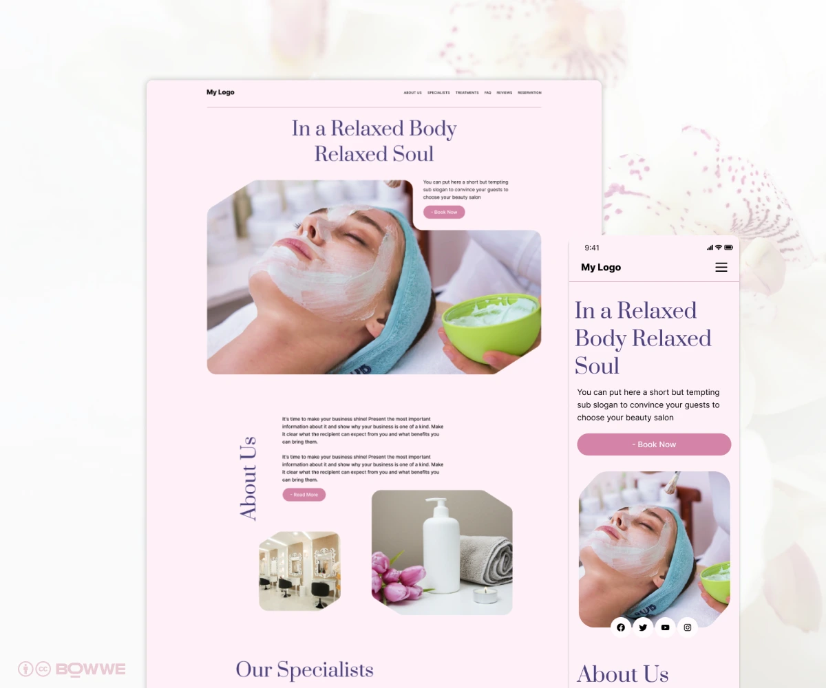 Schönheitssalon-Vorlage erstellt von BOWWE Website Builder