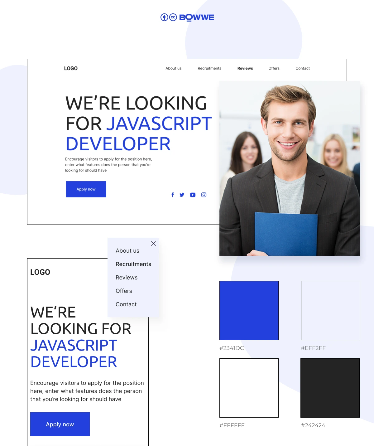  Corporate-blaue Karriereseitenvorlage von BOWWE