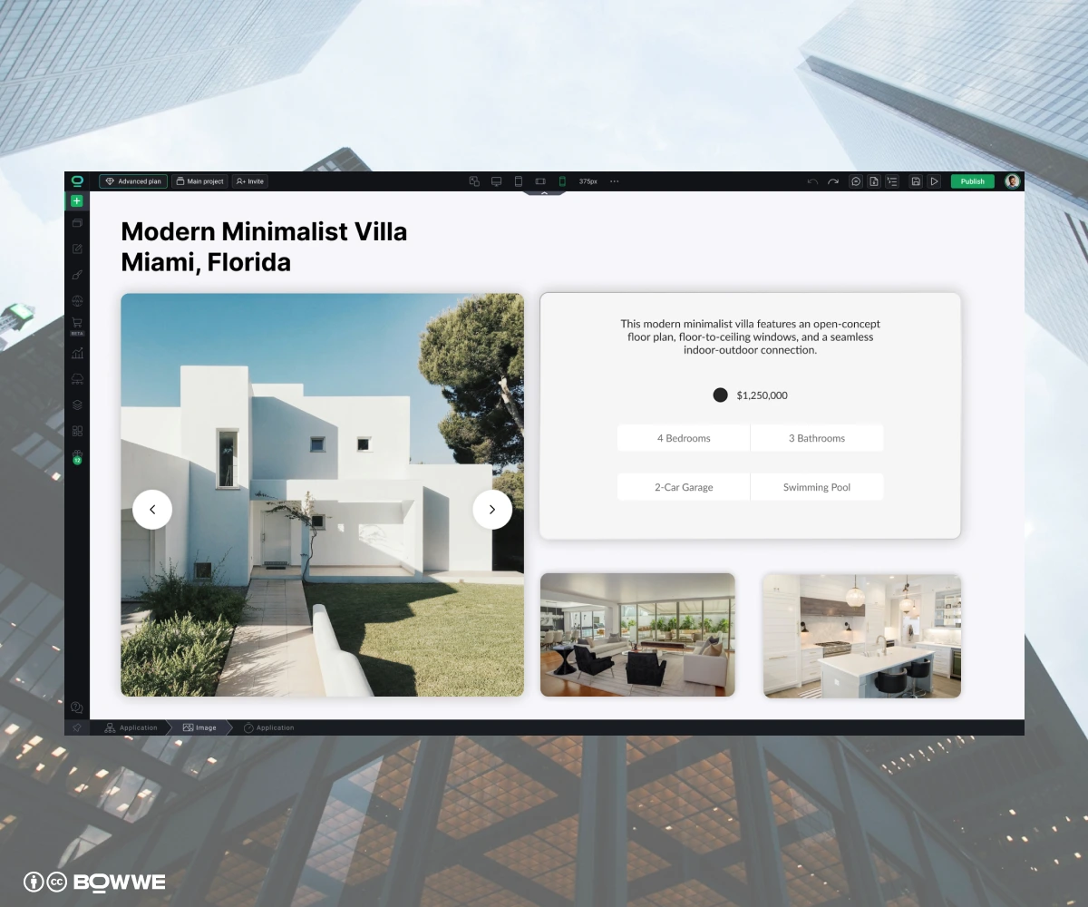 Property page on real estate page made in BOWWE Real Estate Website Builder