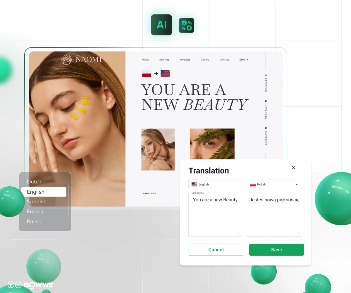 Multilingual content workflow in BOWWE Multilingual Website Creator