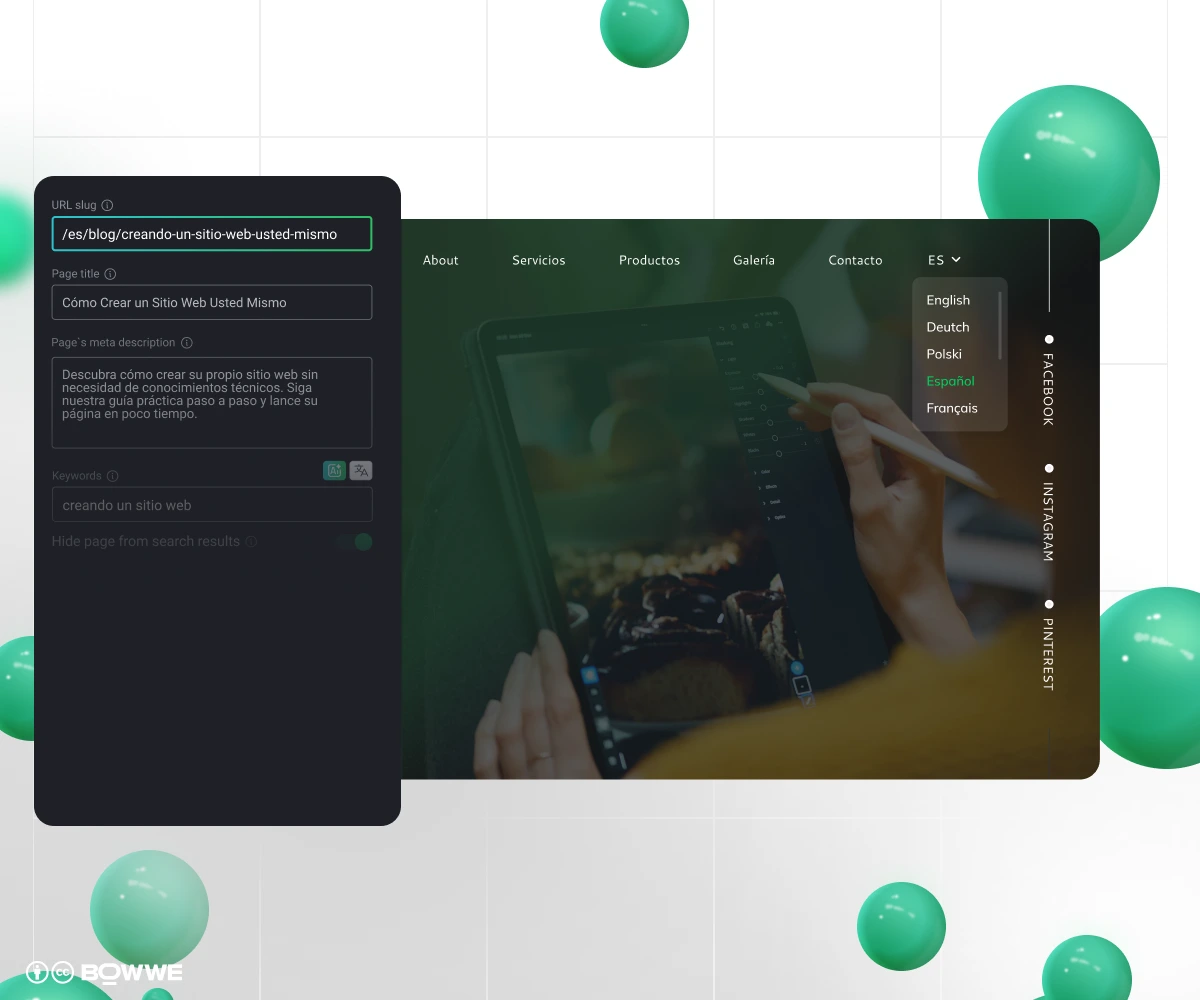 Multilingual SEO workflow in BOWWE Multilingual Website Creator