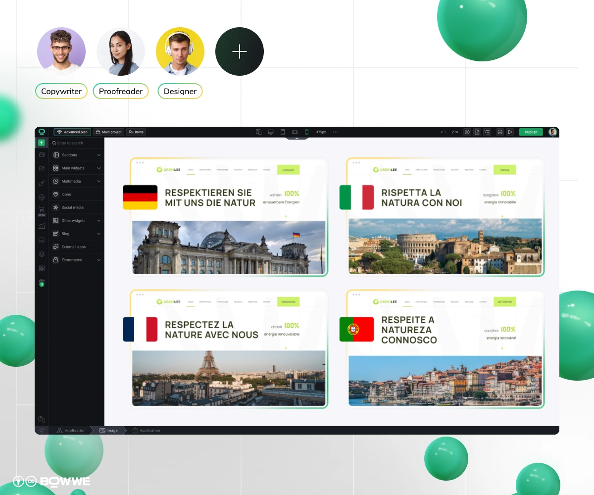 Multilingual website management in BOWWE Multilingual Website Creator