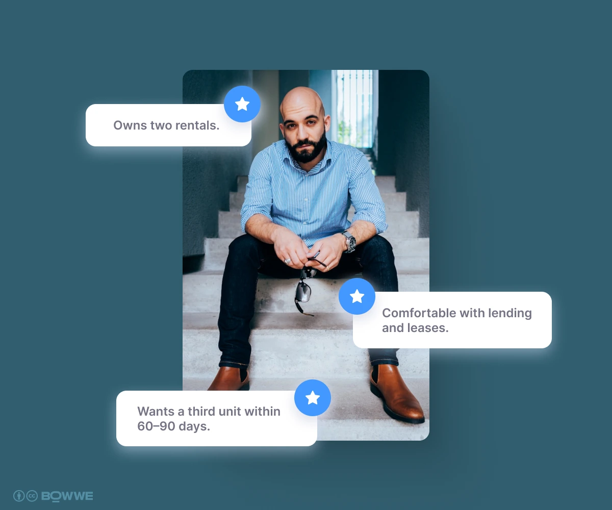 Ejemplo de perfil de buyer persona para el sector inmobiliario con foto de un hombre de unos 40 años