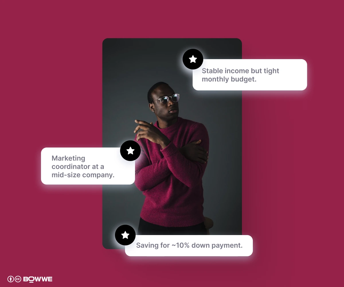 Ejemplo de perfil de buyer persona para el sector inmobiliario con foto de un hombre de unos 29 años