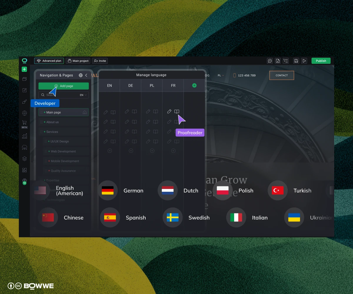 Multilngual support on BOWWE Multilanguage Website Builder