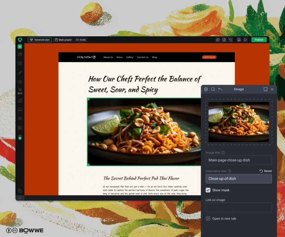 A blog on a restaurant website created with BOWWE's restaurant website builder.