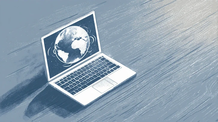 Computer portatile con immagine del globo sullo schermo