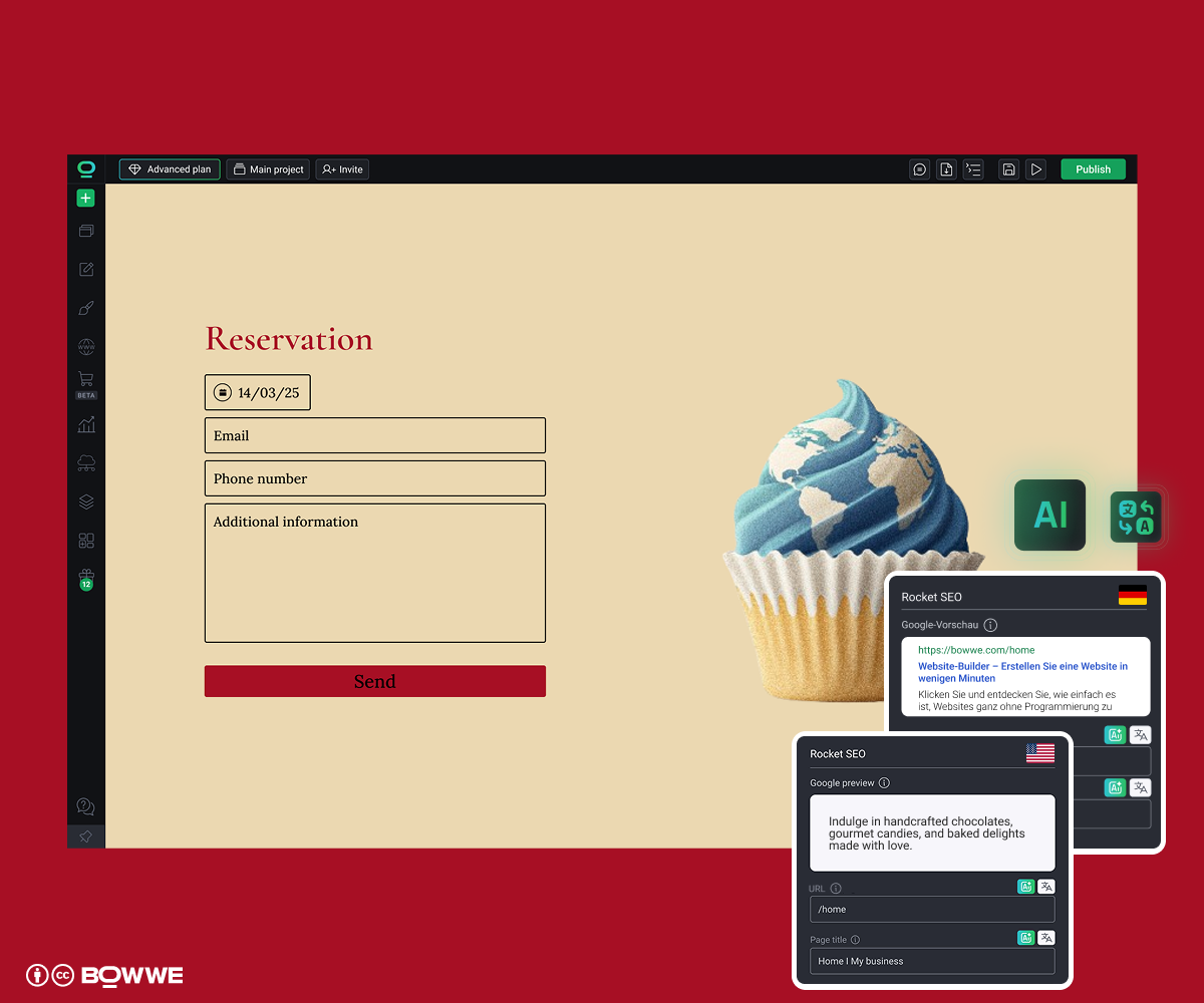 Modifica SEO multilingue su un sito web multilingue creato con BOWWE Multilingual Website Builder