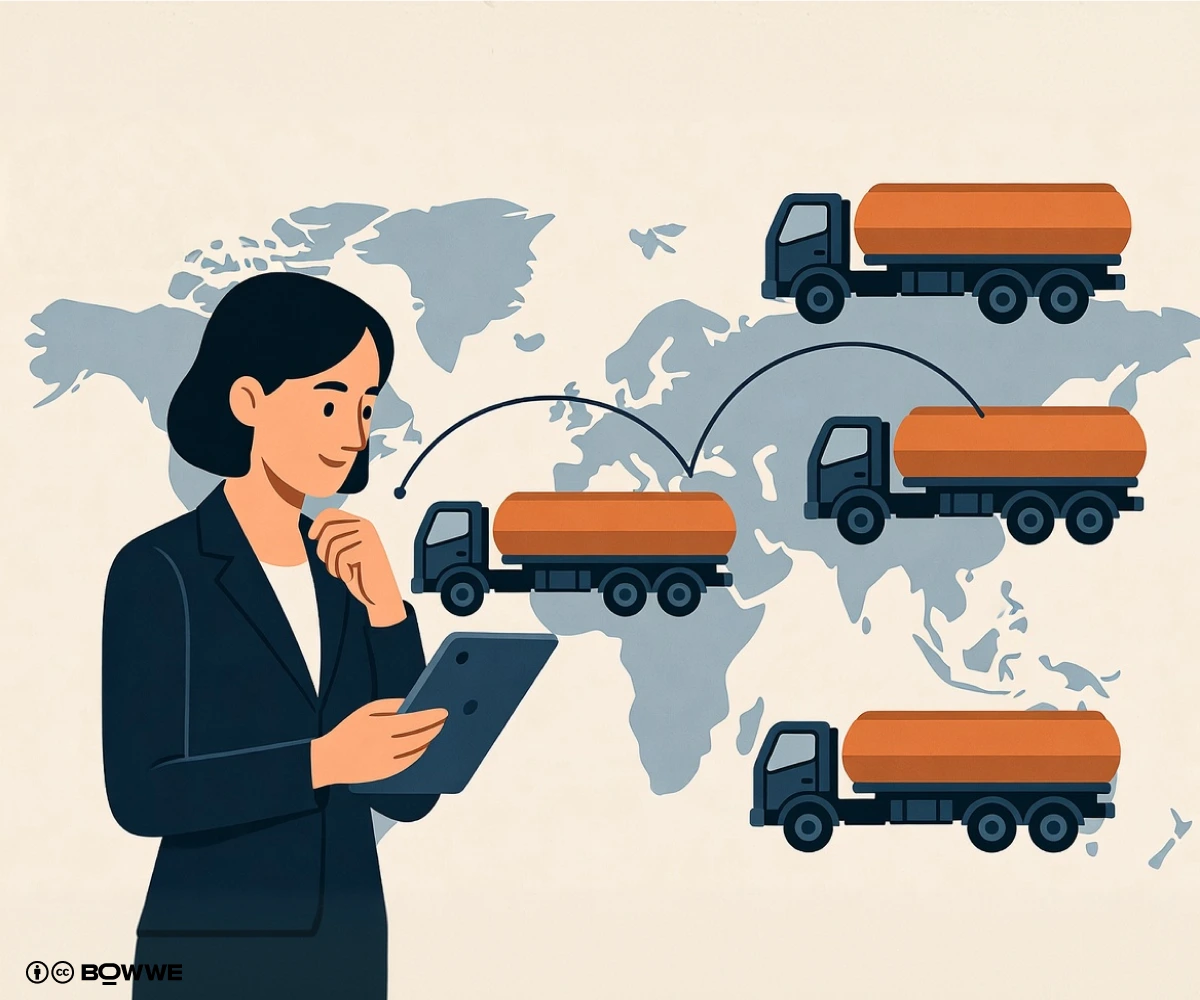 mulher supervisionando transporte internacional