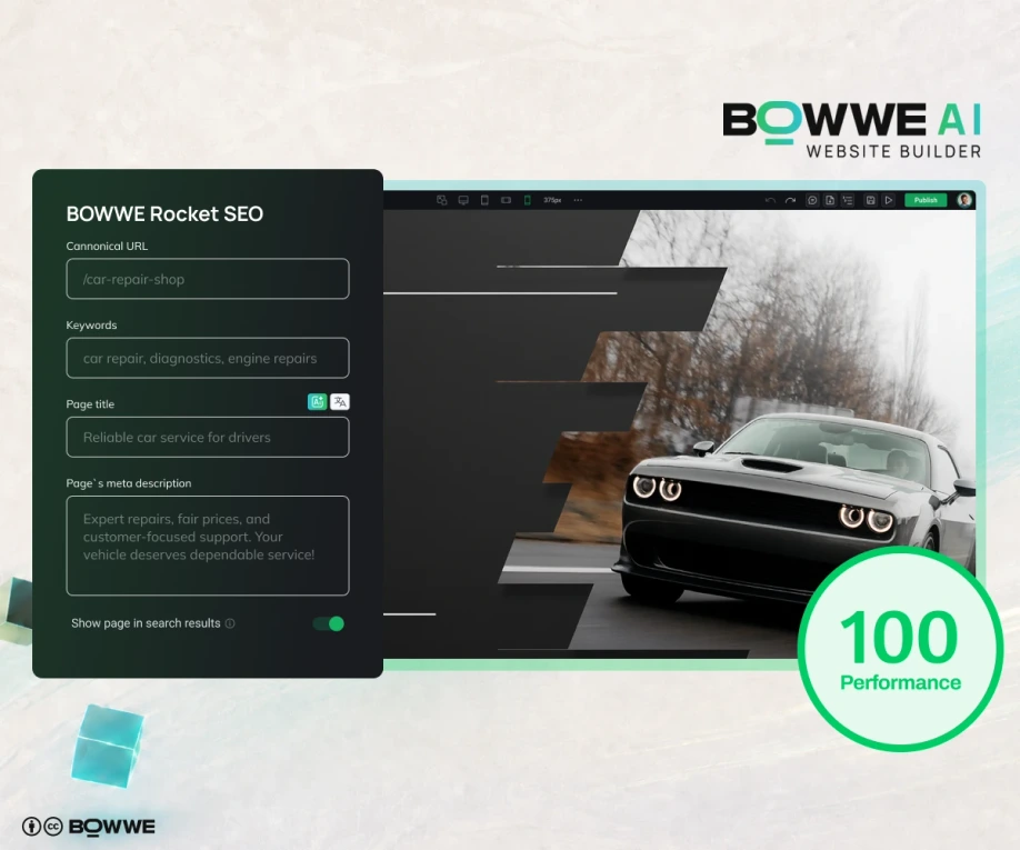 SEO settings in BOWWE AI Website Builder
