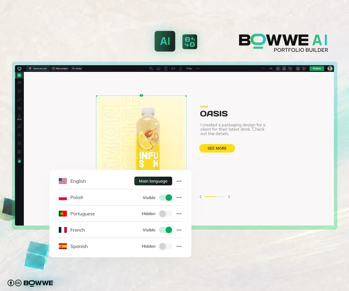 Création d'un portefeuille d'IA multilingue dans BOWWE AI Portfolio Builder