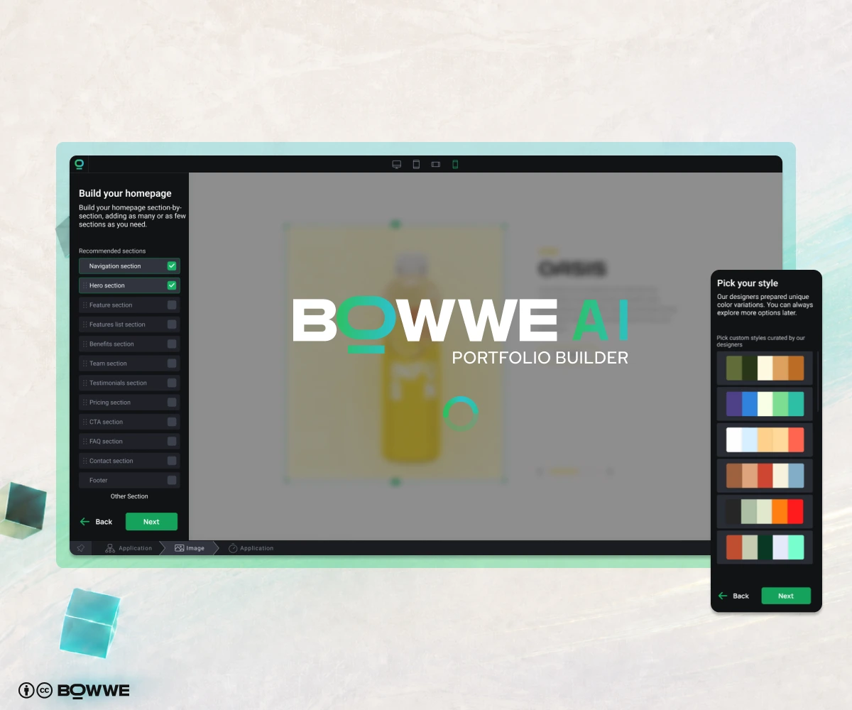 Génération de portefeuille IA dans BOWWE AI Portfolio Builder