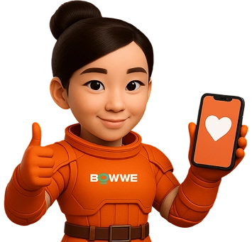 Un agente de IA con un teléfono y un traje naranja.