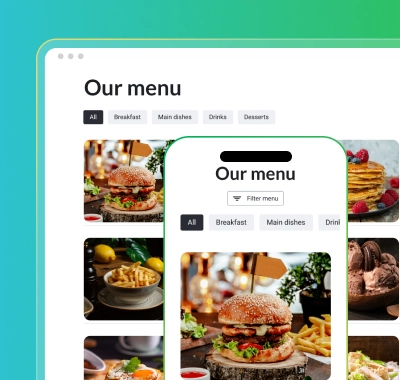 aplicación de micrositio de restaurante en BOWWE