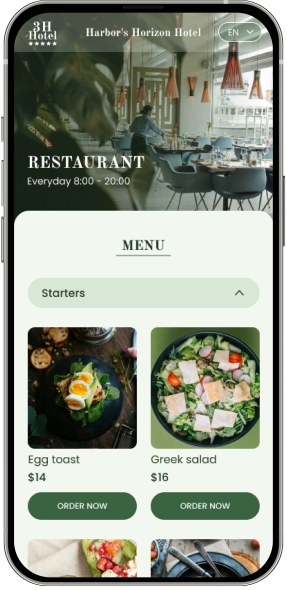 hotel stay menu available in micro app
