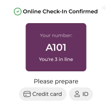 check-in confirmed credit card