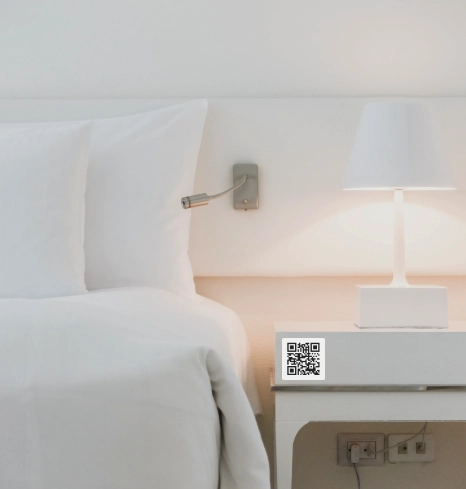 night stand beside a white bed