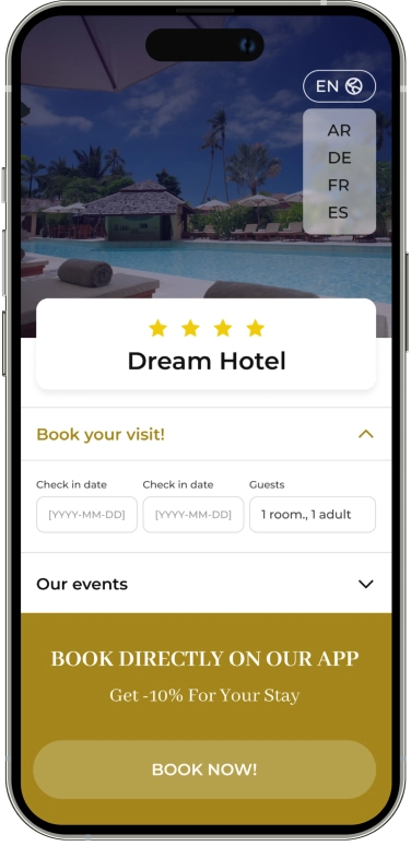dream hotel by the pool with clear blue sky