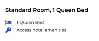 standard room, access hotel amenities 