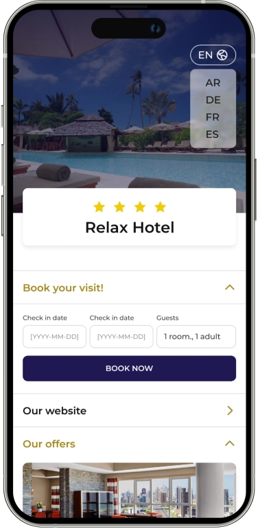 relax hotel with multilingual support