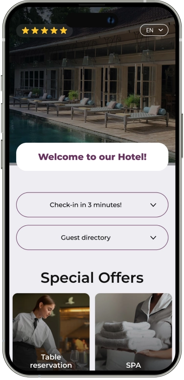welcome to our hotel, purple theme
