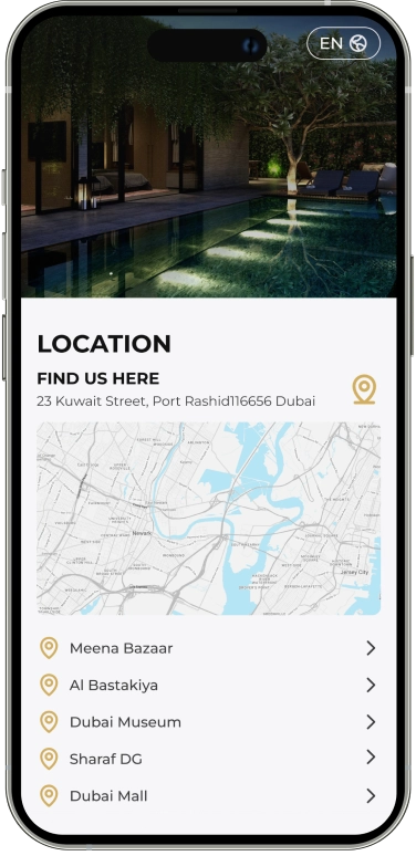 location display in the mobile app